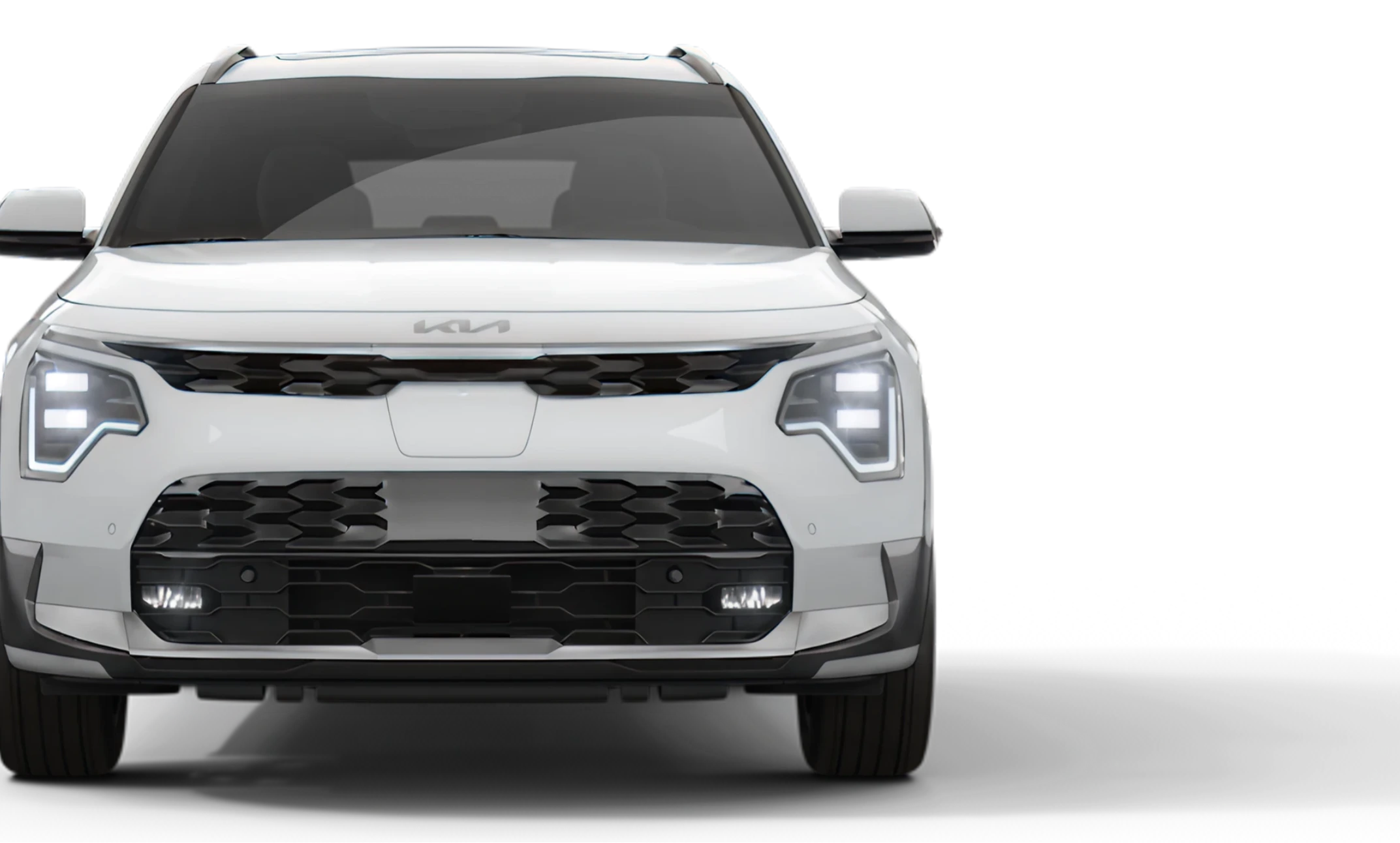White electric SUV, front view