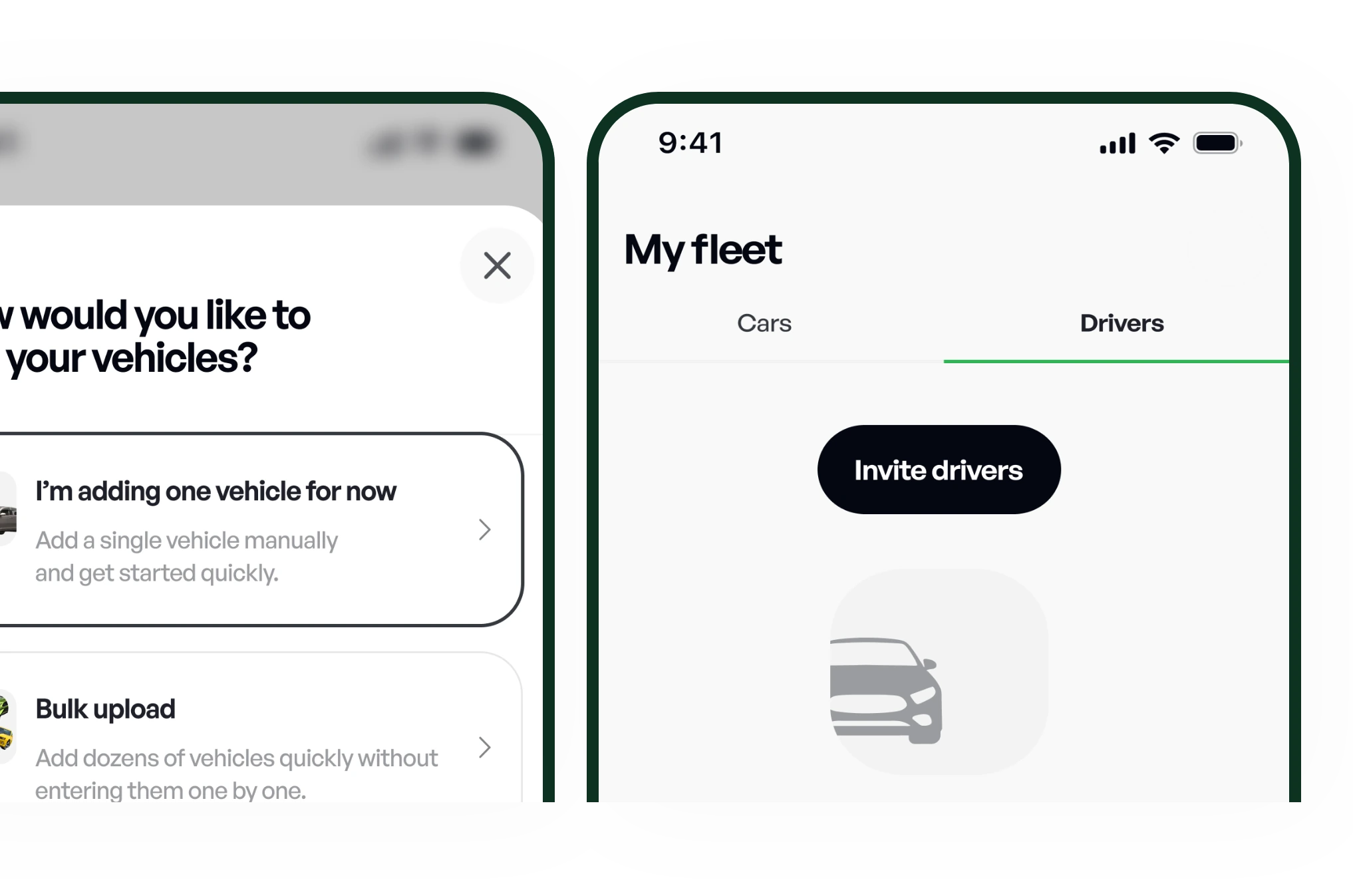 Adding vehicles and inviting drivers to the fleet