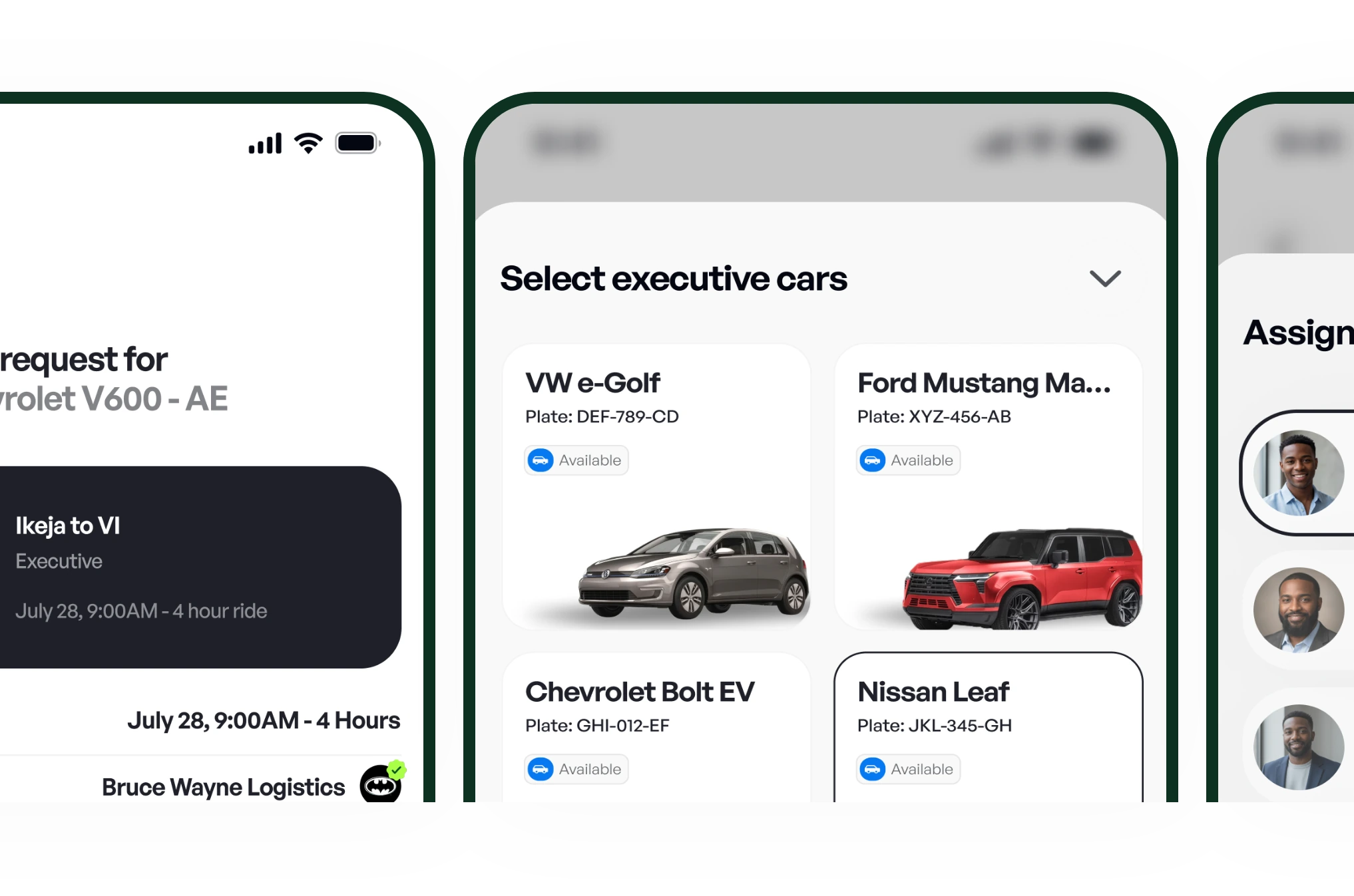 Selecting cars and assigning drivers to a booking