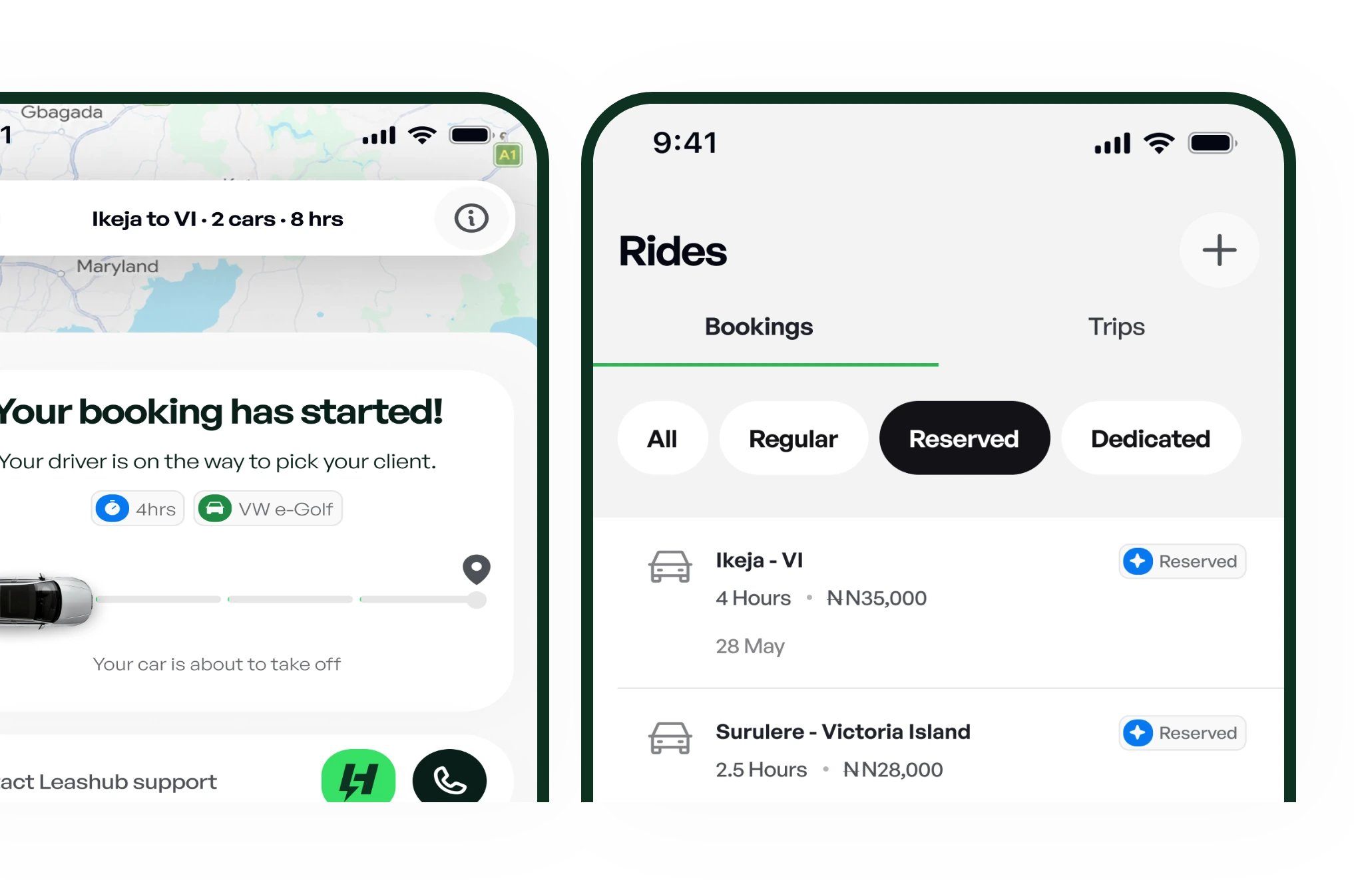 Live trip tracking and the rides list